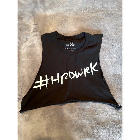 HTFU #HRDWRK workout crop top - Picture 2 of 3